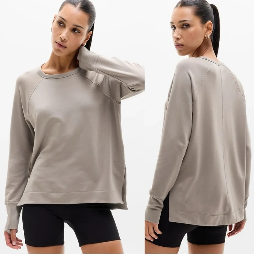 Athleta Women’s Coaster Luxe Recover Sweatshirt Ultra-Soft in Mortar Mushroom XS - Picture 1 of 16